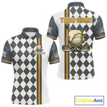 Load image into Gallery viewer, Personalized Mens Golf Polo Shirt Beer And Golf Ball Graphic Custom Team Name Golf Jersey|White 