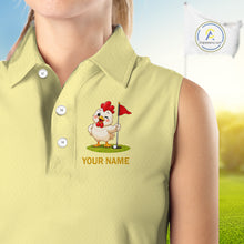 Load image into Gallery viewer, Personalized Funny Chicken Womens Sleeveless Golf Polo Shirt Play Happy Swing Smile Repeat Golf Apparel For Womens NHT951