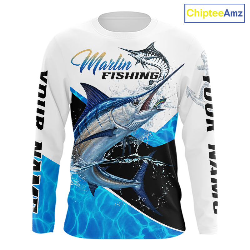 Custom Marlin Saltwater Fishing Shirt Long Sleeve Designed For Deep Sea Anglers 