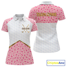 Load image into Gallery viewer, Custom Pink Ribbon Pattern Breast Cancer Golf Shirts For Womens, Breast Cancer Golf Jersey NHT797