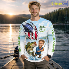 Load image into Gallery viewer, Personalized Bass Fishing Shirts Long Sleeve Custom Face Bass Fishing Patriot Shirt NHT604