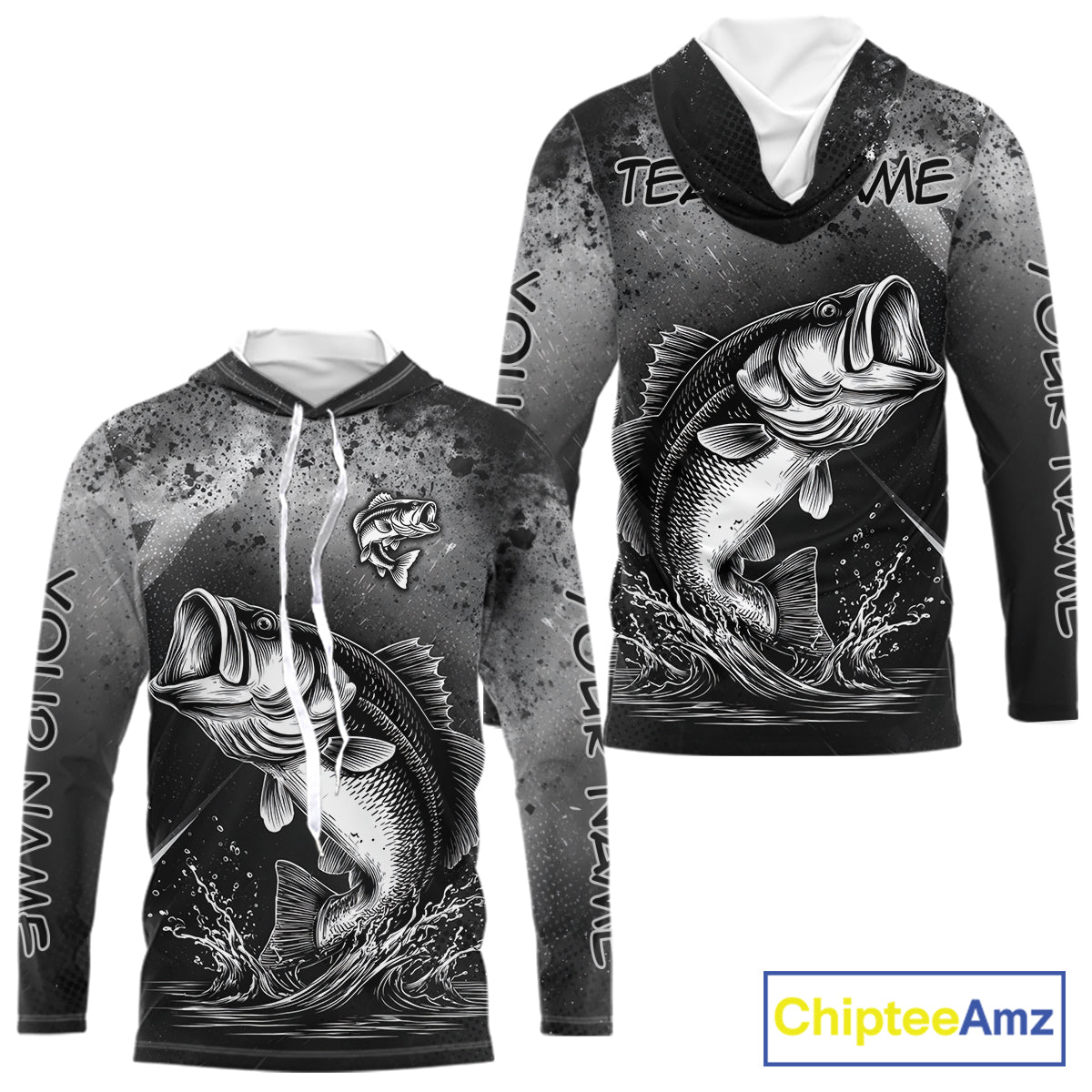 Gray Camo Bass Fishing Custom Long Sleeve Tournament Fishing Shirts, Fishing Shirt For Men NHT442