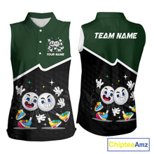 Load image into Gallery viewer, Custom Green And Black Sleeveless Womens Golf Polo Shirt, Custom Golf Balls Team Jerseys NHT865
