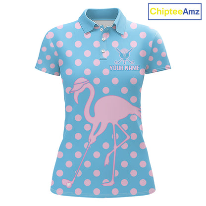 Women's Flamingo Golf Polo Shirt – Personalized Pink Flamingo Golf Jersey With Custom Name