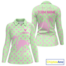 Load image into Gallery viewer, Women's Flamingo Golf Polo Shirt – Personalized Pink Flamingo Golf Jersey With Custom Name