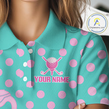 Load image into Gallery viewer, Women's Flamingo Golf Polo Shirt – Personalized Pink Flamingo Golf Jersey With Custom Name