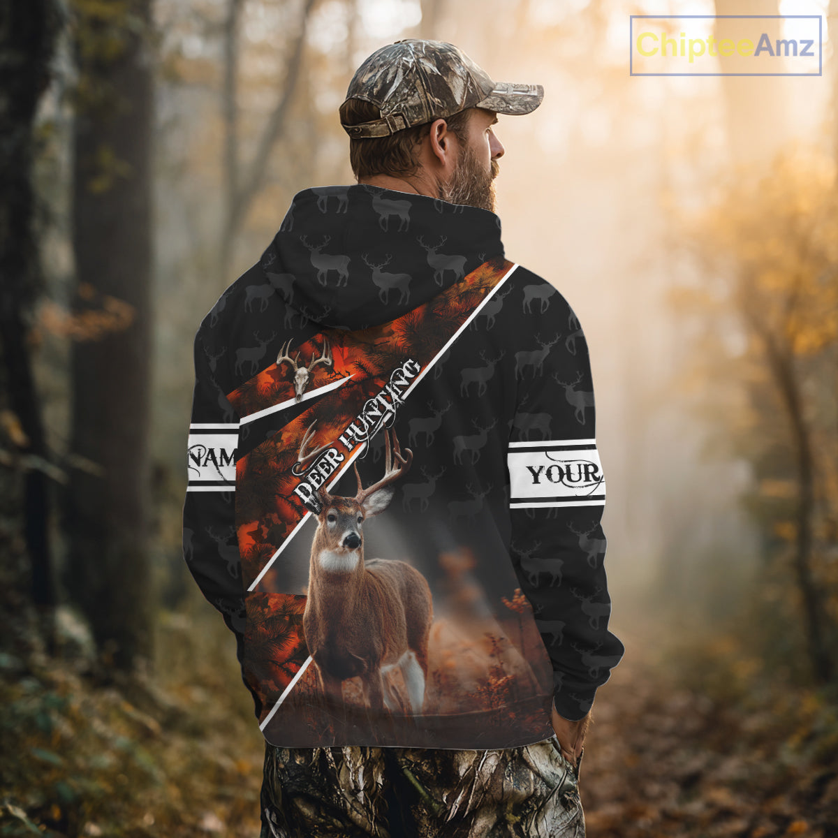Best Whitetail Deer Hunting Shirt Custom Name Black Orange Camo Gift For Hunters Hunting Gift NHT53