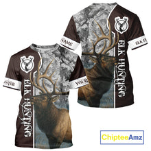 Load image into Gallery viewer, Elk Hunting Shirt Personalized 3D All Over Print Brown With Gray Camo Hunting Clothes NHT99