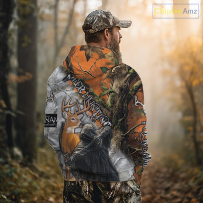 Deer Hunting 3D Shirt All-Over Print Orange White Tree Camo Deer Buck Grim Reaper For Hunters NHT23