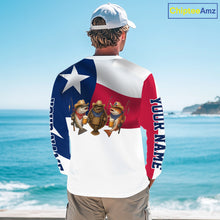 Load image into Gallery viewer, Funny Cowboy Trout, Flounder, Redfish Texas Flag Long Sleeve Fishing Shirts Apparel|White