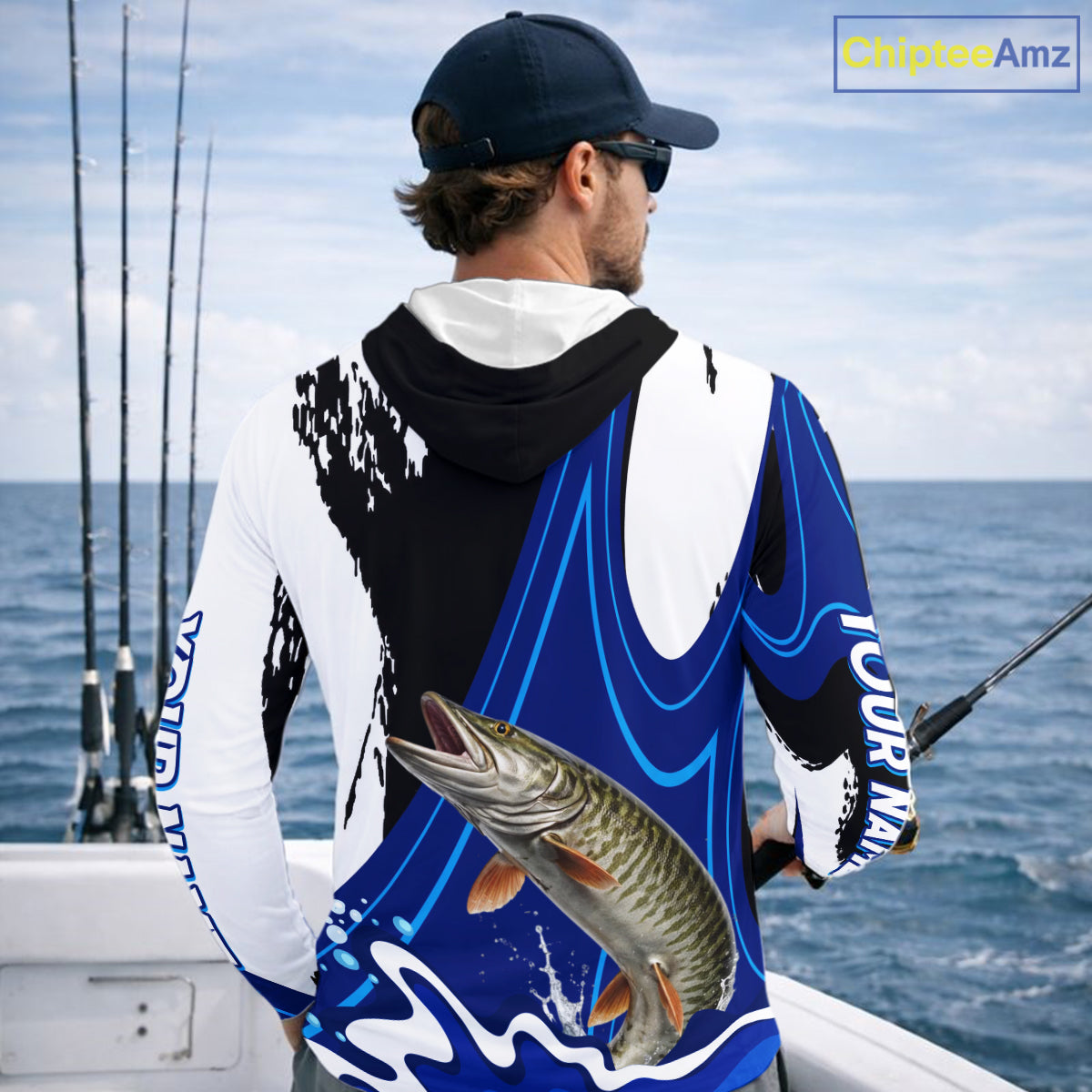 Musky Fishing Jersey Personalized Name Hooded Fishing Shirt, Angler Tournament Fishing Apparel NHT870