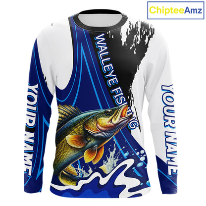Walleye Fishing Jersey Personalized Name Fishing Shirt, Angler Tournament Fishing Apparel NHT871