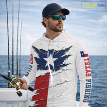 Load image into Gallery viewer, Texas Fishing Shirt Long Sleeve Hooded Patriotic Texas Flag UV Protection Fishing Apparel