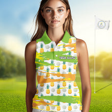 Load image into Gallery viewer, Personalized Pineapple Pattern Sleeveless Womens Golf Polo Shirts Team Golf Clothes Best Golf Gifts NHT753