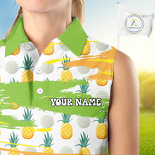 Load image into Gallery viewer, Personalized Pineapple Pattern Sleeveless Womens Golf Polo Shirts Team Golf Clothes Best Golf Gifts NHT753