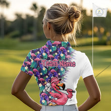 Load image into Gallery viewer, Funny Pink Flamingo Tropical Pattern Golf Polo Shirt Custom Golf Shirts For Womens NHT547