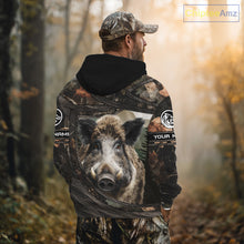 Load image into Gallery viewer, Personalized Wild Boar Hunting Camo Full Printing Shirts Wild Hog Hunting Gift for Hunters NHT142