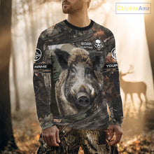 Load image into Gallery viewer, Personalized Wild Boar Hunting Camo Full Printing Shirts Wild Hog Hunting Gift for Hunters NHT142