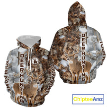 Load image into Gallery viewer, Best Deer Hunting Shirt With Whitetail Deer Winter Camo, Custom Name Deer Hunting Clothes NHT245