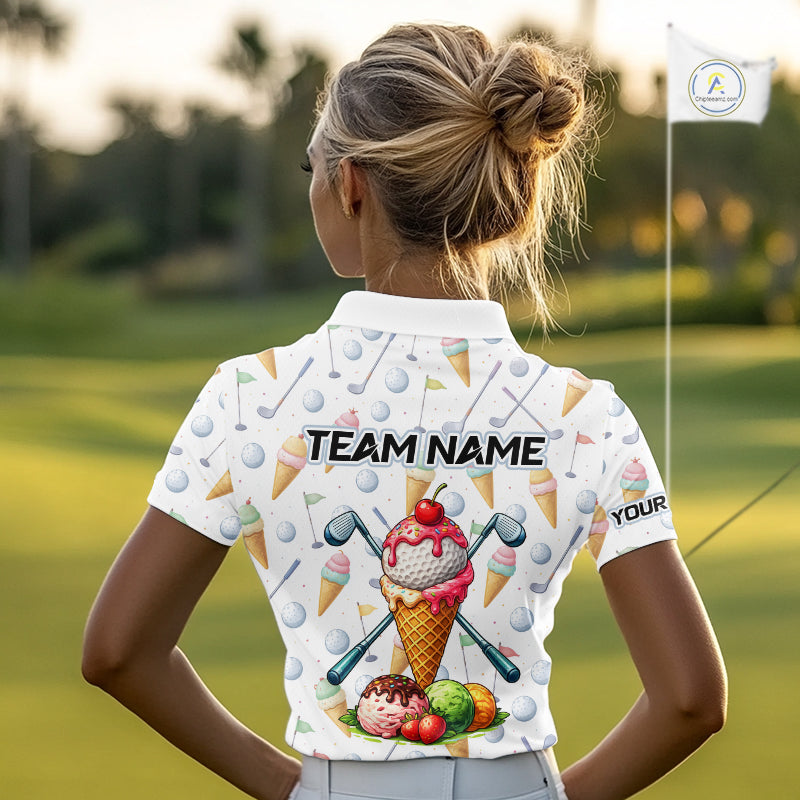 Funny Ice Cream Womens Golf Polo Shirts Jersey – Personalized Team Name Golf Shirt NHT809