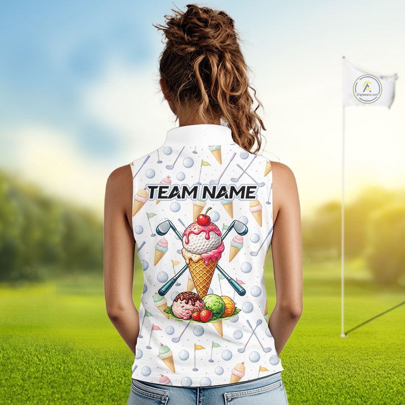 Funny Ice Cream Sleeveless Women Golf Polo Shirts Jersey – Personalized Team Name Golf Shirt NHT809