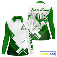 Load image into Gallery viewer, Personalized Polo Golf Shirts Custom For Womens White And Green Golf Shirts Team Golf Jersey NHT592