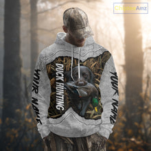 Load image into Gallery viewer, Waterfowl Duck Hunting Shirt – Gray Camo Personalized with Black Lab, Hunting Clothes NHT174
