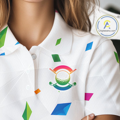 Custom Name Womens Golf Polo Jerseys – Breathable Colorful Geometric Athletic Shirt NHT839