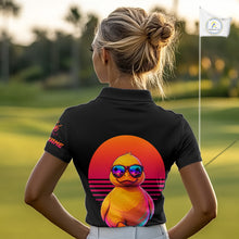 Load image into Gallery viewer, Personalized Funny Duck Cool Womens Golf Polo Shirt – Vintage Neon Golf Design NHT993