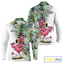 Load image into Gallery viewer, Funny Pink Flamingo Green Tropical Pattern Golf Polo Shirt Custom Golf Shirts For Men NHT648