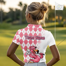 Load image into Gallery viewer, Funny Pink Flamingo Argyle Pink Pattern Golf Polo Shirt Custom Golf Shirts For Womens NHT650