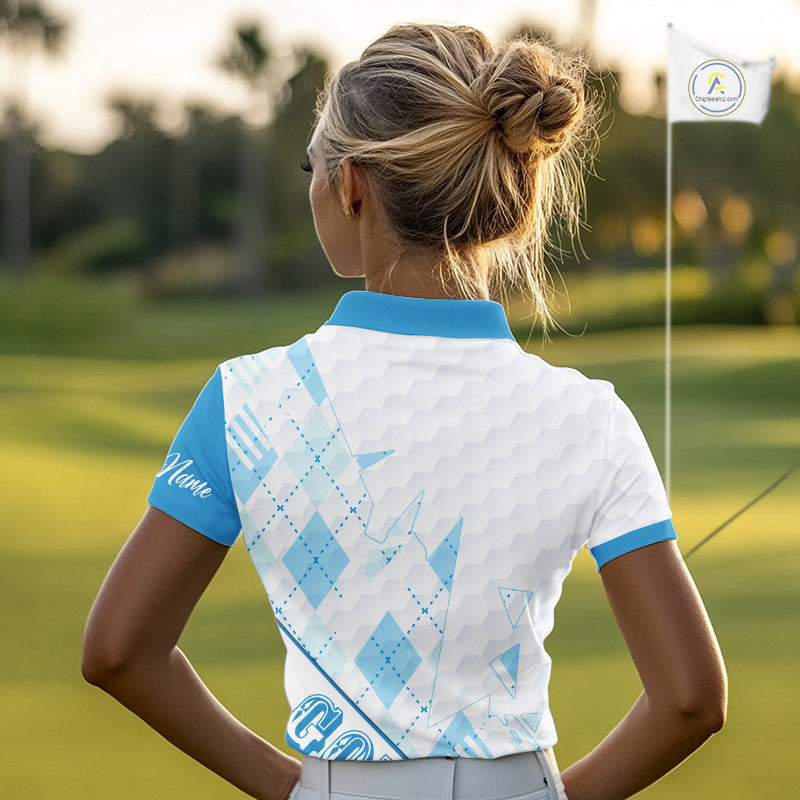 Personalized Womens Golf Shirt Argyle Style – Custom Name Polo, Gift For Mom, Golfer Gift Idea NHT671