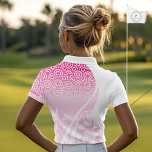 Load image into Gallery viewer, White Golf Pattern Custom Womens Golf Polo Shirt, Best Team Golf Shirt For Womens NHT562