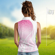 Load image into Gallery viewer, White Golf Pattern Custom Womens Sleeveless Golf Polo Shirt, Best Team Golf Shirt For Womens NHT562