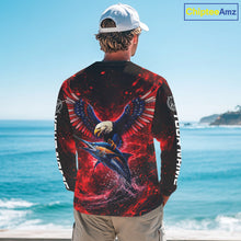 Load image into Gallery viewer, Patriotic Eagle Marlin Fishing Shirt Long Sleeve, Performance Fishing Shirt NHT428
