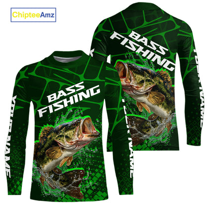 Largemouth Bass Fishing, Kid Fishing Shirts Long Sleeve Scale, Fishing Gift| Green NHT392