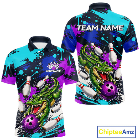 Custom Angry Alligator Bowling Jersey For Men, Bowling Uniform Bowling Team Shirts 