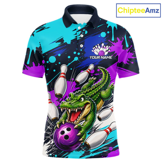 Custom Angry Alligator Bowling Jersey For Men, Bowling Uniform Bowling Team Shirts 