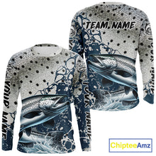 Load image into Gallery viewer, Personalized Chinook Salmon Saltwater Fishing Shirts Long Sleeve For Men, Salmon Fishing Jerseys NHT854