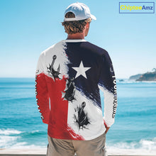 Load image into Gallery viewer, Texas Fishing Fish Hooks Patriotic Fishing Shirt Long Sleeve, Custom Name Fishing Jerseys NHT664