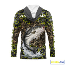 Load image into Gallery viewer, Striped Bass Custom Long Sleeve Hooded Fishing Shirts, Camouflage Striper Fishing Jerseys NHT518
