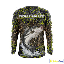 Load image into Gallery viewer, Striped Bass Custom Long Sleeve Fishing Shirts, Camouflage Striper Fishing Jerseys NHT518