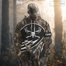 Load image into Gallery viewer, Skull Deer Hunting Hoodie and Sweatshirt – Brown Camo Gear with Custom Name for Hunters NHT345