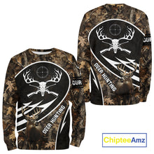 Load image into Gallery viewer, Skull Deer Hunting Hoodie and Sweatshirt – Brown Camo Gear with Custom Name for Hunters NHT345