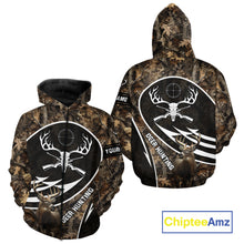 Load image into Gallery viewer, Skull Deer Hunting Hoodie and Sweatshirt – Brown Camo Gear with Custom Name for Hunters NHT345