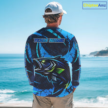 Load image into Gallery viewer, Blue Camo Largemouth Bass Fishing Jerseys, Custom Bass Performance Fishing Apparel NHT460
