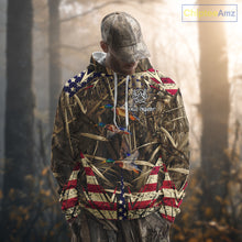 Load image into Gallery viewer, Beautiful Mallard Duck Hunting Waterfowl Camouflage Shirt with US Flag Duck Hunting Season NHT122