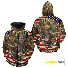 Load image into Gallery viewer, Beautiful Mallard Duck Hunting Waterfowl Camouflage Shirt with US Flag Duck Hunting Season NHT122
