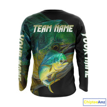 Load image into Gallery viewer, Mahi Mahi (Dorado) Fishing Customize Name Fishing Shirts Long Sleeve For Men NHT569