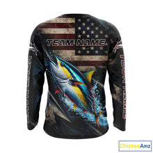 Load image into Gallery viewer, Patriotic Tuna Fishing Jerseys, Personalized American Flag Tuna  Fishing Shirts Long Sleeve NHT581